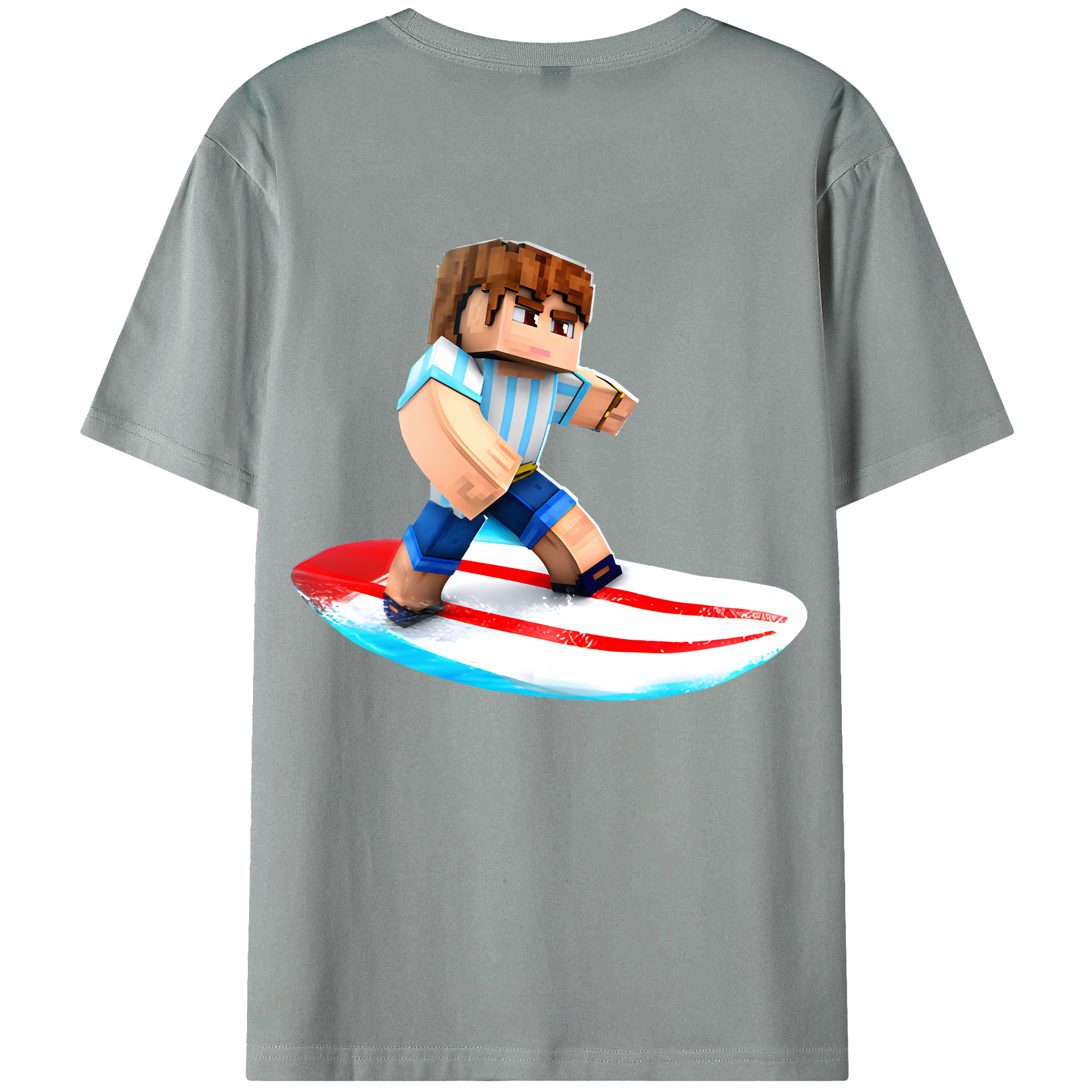 （画像用） マインクラフト ブロックの世界 Minecraft MC Block world 綿100％ メンズ半袖Tシャツ（バックプリント） 通気性